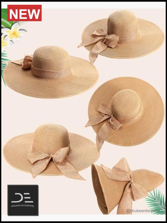 5 Piece Straw Beach Bag and Hat Set with Rattan Earrings main image 4